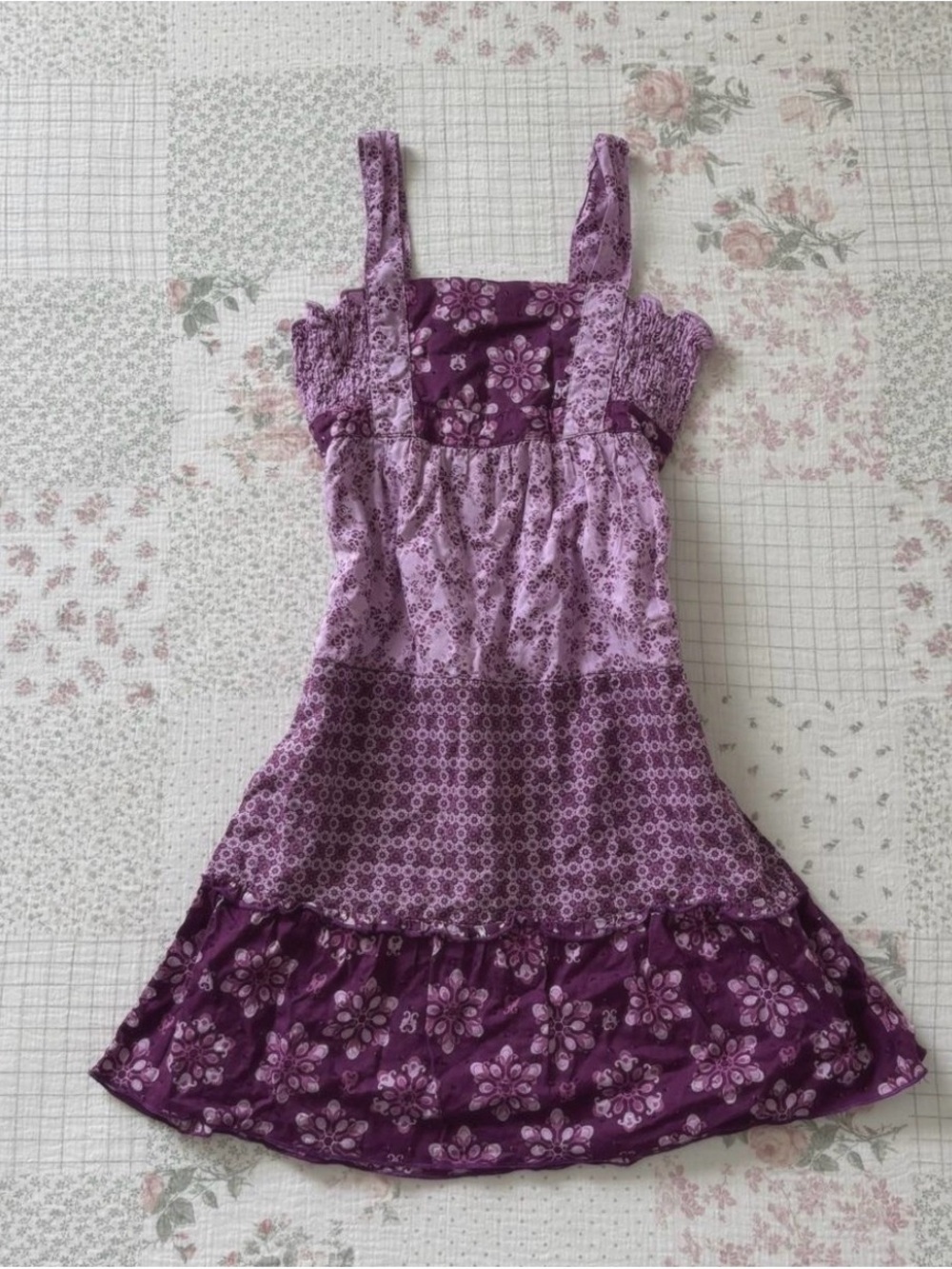 Mossimo Supply Co. Lilac & Plum Floral Tiered Sundress